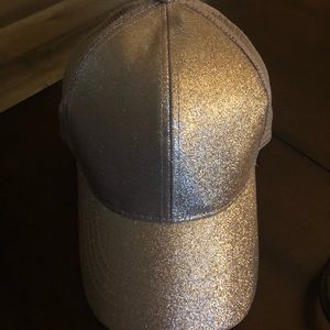 C.C gold glitter trucker hat